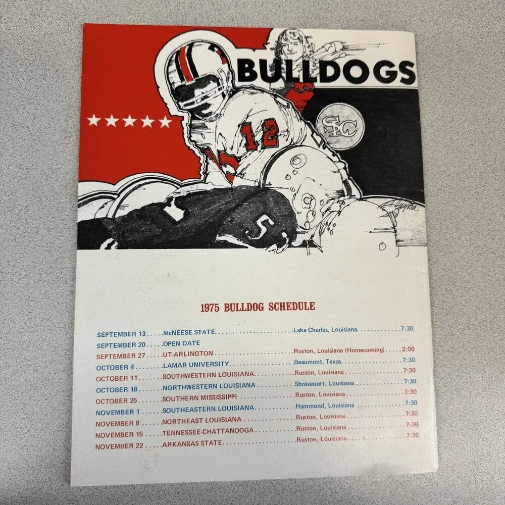 1975 Louisiana Tech Bulldogs Football Program Media Guide UPI National Champions